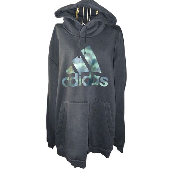 Adidas Men's 2XL Pullover Hoodie Fleece Sweatshirt Big Color Shift Logo On Front - Picture 1 of 3